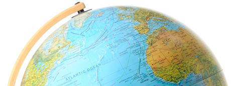 half of a world globe